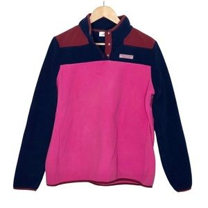 Vineyard Vines Color Block Fleece Snap Shep Shirt Jacket Pink Navy Red Size L
